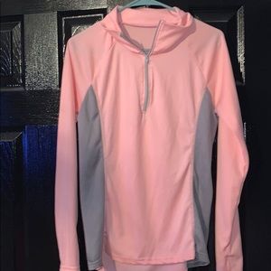 Pink and grey half zip running long sleeve